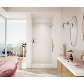 TSMK72-3636 36 x 36 x 72 Swanstone(R) Traditional Subway Tile Glue up Bathtub and Shower Wall Kit in Coastal Sands