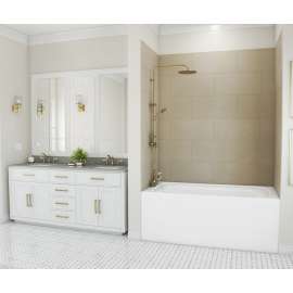 TSMK72-3662 36 x 62 x 72 Swanstone(R) Traditional Subway Tile Glue up Tub Wall Kit in Limestone