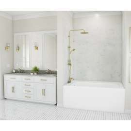TSMK72-4262 42 x 62 x 72 Swanstone(R) Traditional Subway Tile Glue up Bathtub and Shower Wall Kit in Carrara