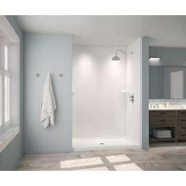 34 x 42 x 84 Swanstone(R) Traiditional Subway Tile Glue up Shower Wall Kit in White, TSMK843442.010