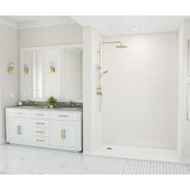 30 x 62 x 96 Swanstone(R) Traditional Subway Tile Glue up Shower Wall Kit in White, TSMK963062.010