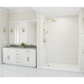 34 x 50 x 96 Swanstone(R) Traditional Subway Tile Glue up Shower Wall Kit in White, TSMK963450.010