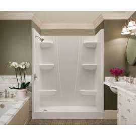 60 x 30 Veritek(TM) Pro Alcove Left Hand Drain Four Piece Shower in White, VP6030CSAL.010