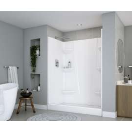60 x 30 Veritek(TM) Pro Alcove Left Hand Drain Four Piece Shower in White, VP6030CSL.010
