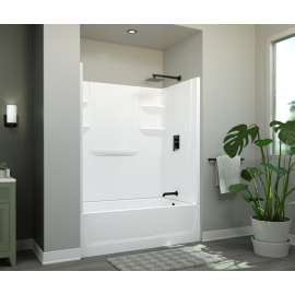 60 x 32 Veritek(TM) Pro Alcove Left Hand Drain Four Piece Tub Shower in White, VP6032CTSMINL.010