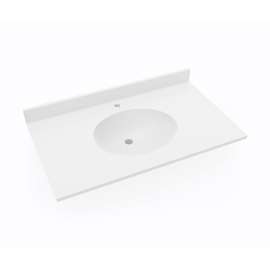 Ellipse 19 x 37 Single Bowl Vanity Top in White, VT01937.010