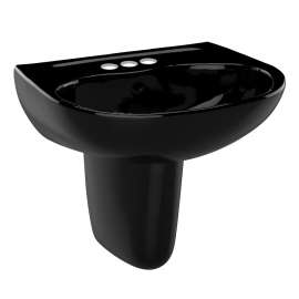 Supreme LHT241.4#51 22-7/8-in Wall Mounted Bathroom Sink with 3 Faucet Holes Drilled and Overflow in Ebony