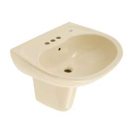 Supreme LHT241.4G#03 22-7/8-in Wall Mounted Bathroom Sink with 3 Faucet Holes Drilled, Overflow and SanaGloss Ceramic Glaze in Bone