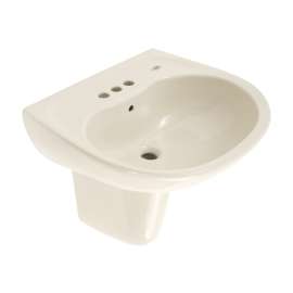 Supreme LHT241.4G#11 22-7/8-in Wall Mounted Bathroom Sink with 3 Faucet Holes Drilled, Overflow and SanaGloss Ceramic Glaze in Colonial White