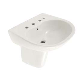 LHT241.8G Supreme 22-7/8-in Wall Mounted Bathroom Sink with 3 Faucet Holes Drilled, Overflow and SanaGloss Ceramic Glaze