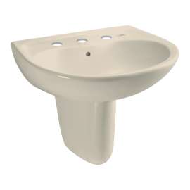 Supreme LHT241.8G#03 22-7/8-in Wall Mounted Bathroom Sink with 3 Faucet Holes Drilled, Overflow and SanaGloss Ceramic Glaze in Bone