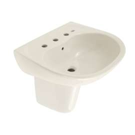 Supreme LHT241.8G#11 22-7/8-in Wall Mounted Bathroom Sink with 3 Faucet Holes Drilled, Overflow and SanaGloss Ceramic Glaze in Colonial White