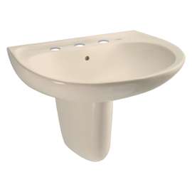 Prominence LHT242.8G#03 26-in Wall Mounted Bathroom Sink with 3 Faucet Holes Drilled, Overflow and SanaGloss Ceramic Glaze in Bone