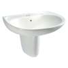 26-in Wall Mounted Bathroom Sink with Single Faucet Hole Drilled, Overflow and SanaGloss Ceramic Glaze in Cotton