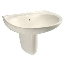 26-in Wall Mounted Bathroom Sink with Single Faucet Hole Drilled, Overflow and SanaGloss Ceramic Glaze in Sedona Beige