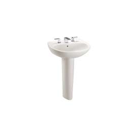 Supreme LPT241.4G#11 4-in Faucet Center Pedestal Lavatory with CeFiONtect Colonial White