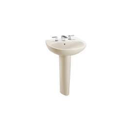 Supreme LPT241.4G#12 4-in Faucet Center Pedestal Lavatory with CeFiONtect Sedona Beige