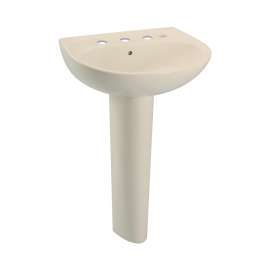 22-7/8-in Pedestal Bathroom Sink with 3 Faucet Holes Drilled, Overflow and SanaGloss Ceramic Glaze, Pedestal Included in Bone