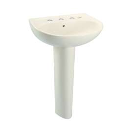 22-7/8-in Pedestal Bathroom Sink with 3 Faucet Holes Drilled, Overflow and SanaGloss Ceramic Glaze, Pedestal Included in Sedona Beige