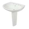 26-in Pedestal Bathroom Sink with 3 Faucet Holes Drilled, Overflow and SanaGloss Ceramic Glaze, Pedestal Included in Cotton
