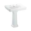 24-in Pedestal Bathroom Sink with 3 Faucet Holes Drilled and Overflow, Pedestal Included in Cotton