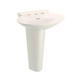 25-5/8-in Pedestal Bathroom Sink with 3 Faucet Holes Drilled and Overflow, Pedestal Included in Sedona Beige