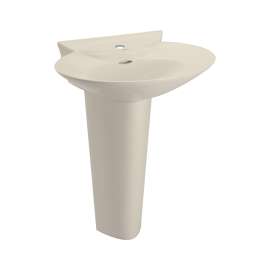 25-5/8-in Pedestal Bathroom Sink with Single Faucet Hole Drilled and Overflow, Pedestal Included in Bone