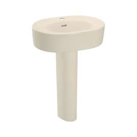 24-in Pedestal Bathroom Sink with Single Hole Drilled and Rear Overflow, Pedestal Included in Bone