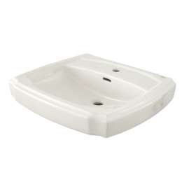 24-3/8-in Pedestal Bathroom Sink with Single Faucet Hole and Overflow, Less Pedestal
