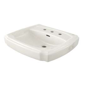 24-3/8-in Pedestal Bathroom Sink with 3 Faucet Holes Drilled and Overflow, Less Pedestal