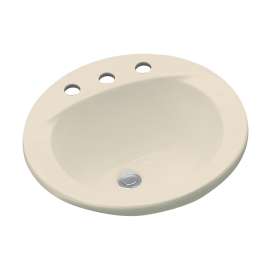 19-in Drop In Bathroom Sink with 3 Faucet Holes Drilled and Overflow in Bone