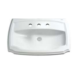 28-1/8-in Drop In Bathroom Sink with 3 Faucet Holes Drilled and Overflow