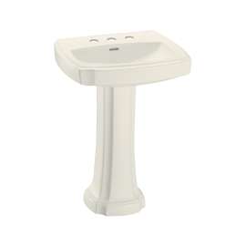 27-1/8-in Pedestal Bathroom Sink with 3 Faucet Holes Drilled and Overflow, Pedestal Included in Sedona Beige