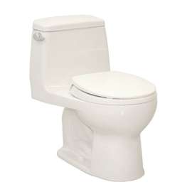One Piece Round 1.28 GPF Toilet with E-Max Flush System - Seat Included in Cotton