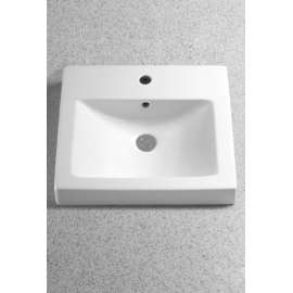 20-in Fireclay Drop In Bathroom Sink with Single Faucet Hole Drilled and Overflow in Cotton