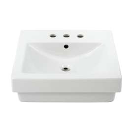 20-in Fireclay Drop In Bathroom Sink with 3 Faucet Holes Drilled and Overflow in Cotton