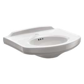 24-1/4-in Pedestal Bathroom Sink with Single Faucet Hole Drilled and Overflow, Less Pedestal