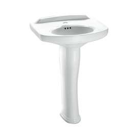 24-1/4-in Pedestal Bathroom Sink with Single Faucet Hole Drilled and Overflow, Pedestal Included