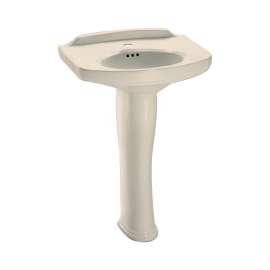 24-1/4-in Pedestal Bathroom Sink with Single Faucet Hole Drilled and Overflow, Pedestal Included in Bone