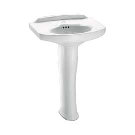 24-1/4-in Pedestal Bathroom Sink with Single Faucet Hole Drilled and Overflow, Pedestal Included in Colonial White