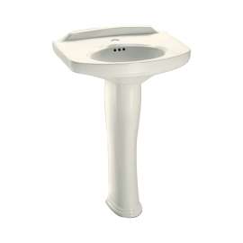 24-1/4-in Pedestal Bathroom Sink with Single Faucet Hole Drilled and Overflow, Pedestal Included in Sedona Beige