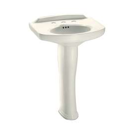 24-1/4-in Pedestal Bathroom Sink with 3 Faucet Holes Drilled and Overflow, Pedestal Included in Sedona Beige