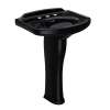 24-1/4-in Pedestal Bathroom Sink with 3 Faucet Holes Drilled and Overflow, Pedestal Included in Ebony