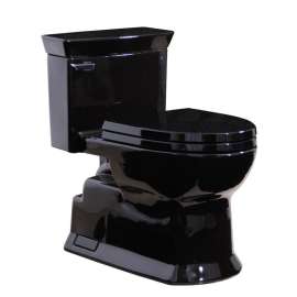 One Piece Elongated 1.28 GPF ADA Toilet with Double Cyclone Flush System - Seat Included in Ebony
