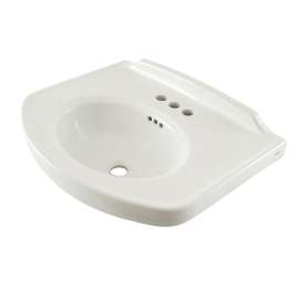 24-1/4-in Pedestal Bathroom Sink with 3 Faucet Holes Drilled and Overflow, Less Pedestal