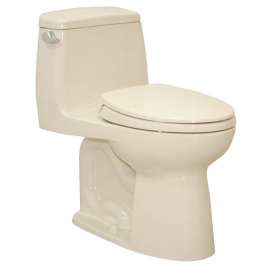 One Piece Elongated 1.28 GPF ADA Toilet with E-Max Flush System - Seat Included in Bone