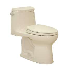 One Piece Elongated 1.28 GPF Toilet with Double Cyclone Flush System - Seat Included in Bone