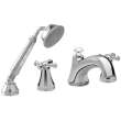 Vivian Deck-Mounted Bathtub Faucet Trim Kit With Handheld Shower And Cross Handles