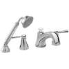 Deck Mount Tub Filler Trim with Handheld Shower and Lever Handles in Polished Chrome