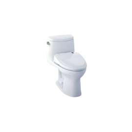 UltraMax II MW604584CEFG#01 1.28 GPF One-Piece Elongated Bowl with Single Flush and Washlet+ S350e Washlet in Cotton